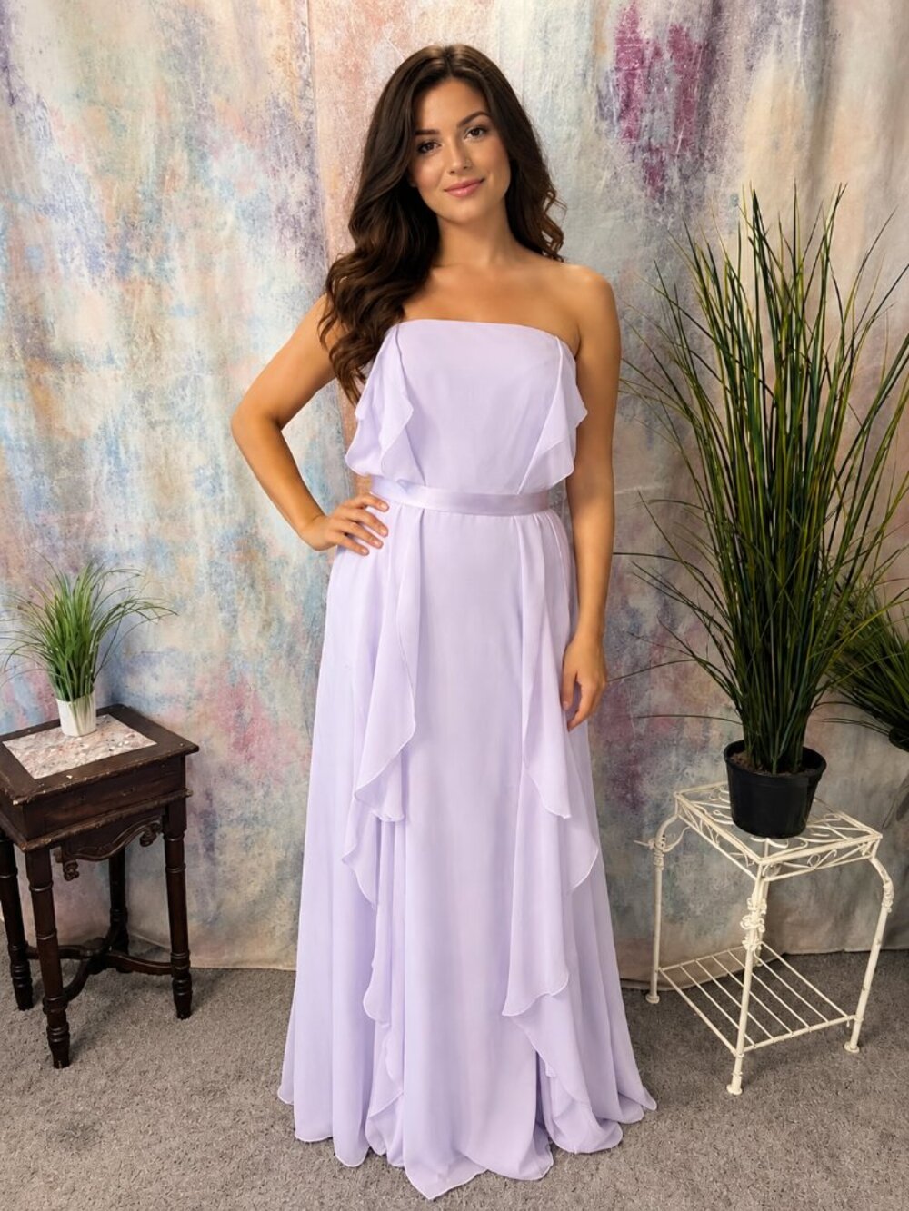 ๐White Vera Wang Strapless Ruffled Bridesmaid - Prom - Ball Dress w/ Long Slit